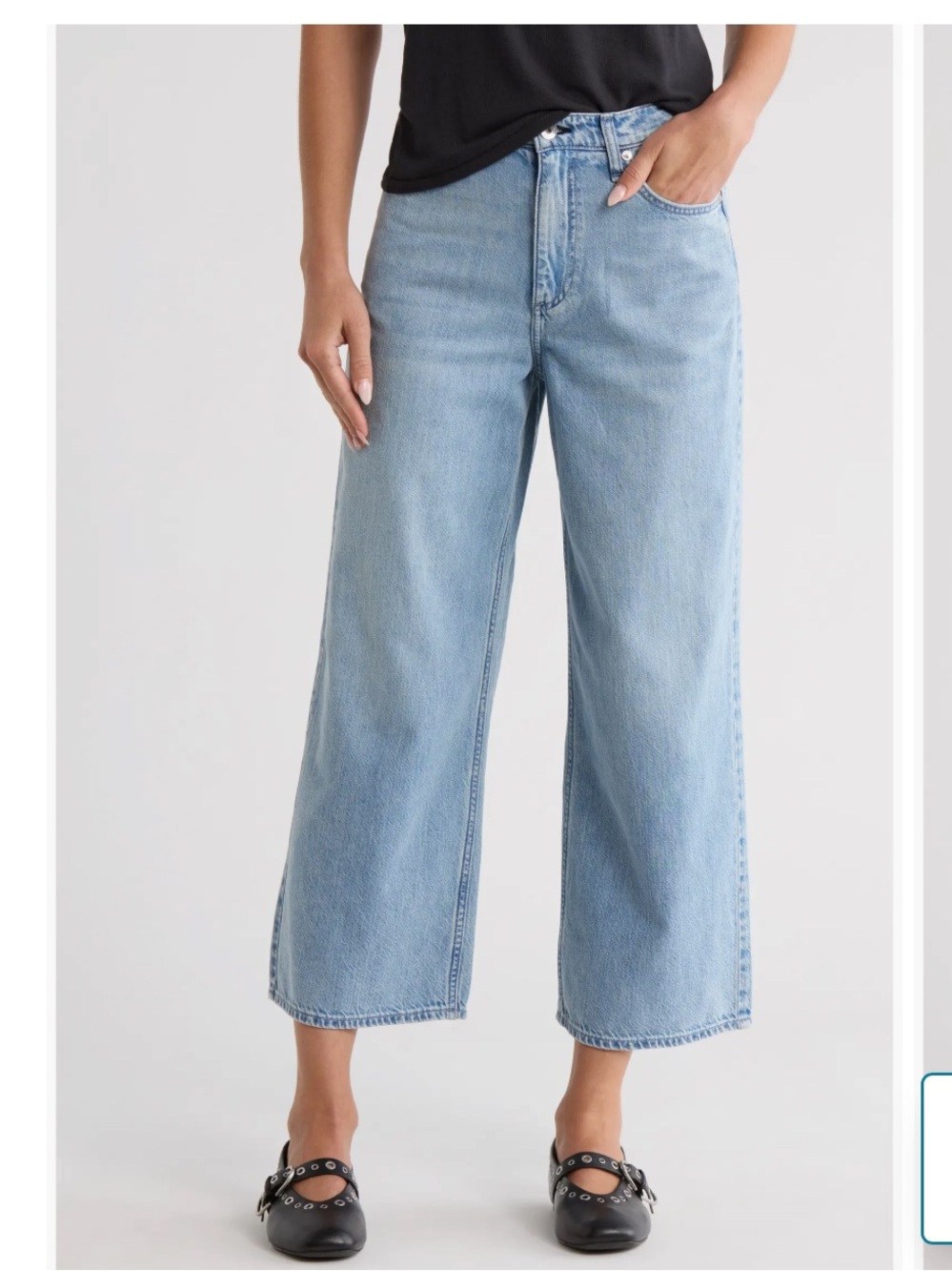 Rag & Bone Womens Annie Wide Leg Ankle Jeans High Waist Crop Jeans 27